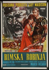 8p305 SLAVE OF ROME Yugoslavian 20x28 1961 Guy Madison, Podesta, cool sword & sandal gladiator art