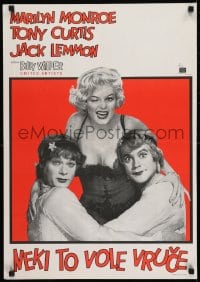 8p306 SOME LIKE IT HOT Yugoslavian 19x28 1959 sexy Marilyn Monroe with Tony Curtis & Jack Lemmon!