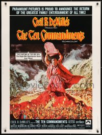 8r099 TEN COMMANDMENTS 30x40 R1972 art of Charlton Heston w/tablets, Cecil B. DeMille!