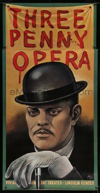 8r159 THREE PENNY OPERA stage play 3sh 1976 Paul Davis art of Raul Julia as Mack the Knife!