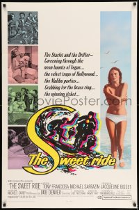 8r911 SWEET RIDE 1sh 1968 1st Jacqueline Bisset standing topless in bikini, cool surfing art!