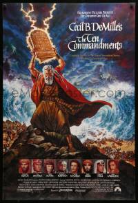 8r922 TEN COMMANDMENTS 1sh R1989 DeMille classic, Ezra Tucker art of Charlton Heston with tablets!