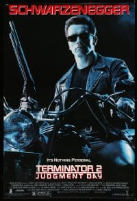 8r923 TERMINATOR 2 1sh 1991 Arnold Schwarzenegger on motorcycle with shotgun!