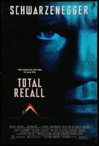 8r939 TOTAL RECALL 1sh 1990 Paul Verhoeven, huge close-up of Arnold Schwarzenegger!