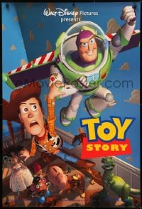 8r941 TOY STORY DS 1sh 1995 Disney/Pixar cartoon, Buzz Lightyear flying over Woody, Bo Peep, more!