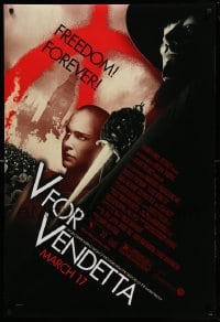 8r955 V FOR VENDETTA advance DS 1sh 2005 Wachowskis, Natalie Portman, Hugo Weaving w/ raised fist!