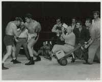 8s349 HARDER THEY FALL candid 7.5x9.5 key book still 1956 cameraman in hand truck films boxing sequence!