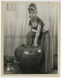 8s387 I DREAM OF JEANNIE TV 7.25x9 still 1966 sexy genie Barbara Eden climbing into giant urn!