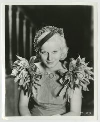 8s428 JEAN HARLOW 8x10 still 1933 MGM's recent bride in a blue taffeta frock of modest neckline!