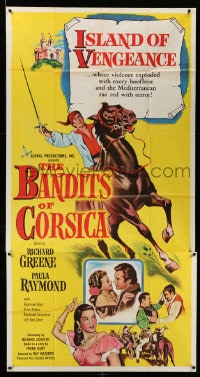 8t324 BANDITS OF CORSICA 3sh 1953 Richard Greene will take island by storm & Paula Raymond with it!