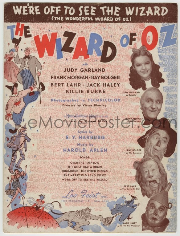 eMoviePoster.com: 8x283 WIZARD OF OZ sheet music 1939 artwork & photos ...
