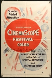 8y164 CINEMASCOPE FESTIVAL IN COLOR 1sh 1955 newest screen thrills in sport and adventure!