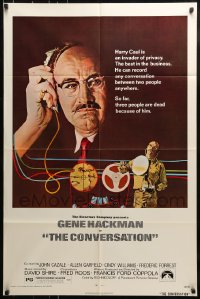 8y170 CONVERSATION 1sh 1974 art of Gene Hackman by Bernard D'Andrea, Francis Ford Coppola directed!