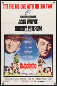 8y228 EL DORADO 1sh 1966 John Wayne, Robert Mitchum, Howard Hawks, big one with the big two!