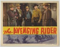 8z094 AVENGING RIDER LC 1942 close up of worried cowboy Tim Holt confronted by lawmen!