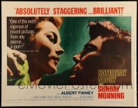 9c396 SATURDAY NIGHT & SUNDAY MORNING 1/2sh 1961 close-up of Albert Finney & Shirley Anne Field!