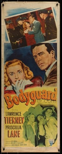 9c563 BODYGUARD insert 1948 tough guy Lawrence Tierney, pretty Priscilla Lane!