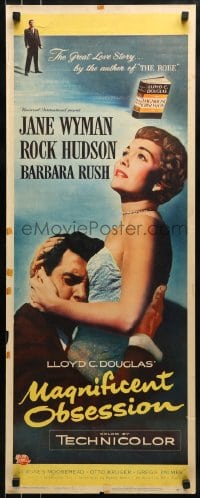 9c797 MAGNIFICENT OBSESSION insert 1954 image of Jane Wyman holding Rock Hudson, Douglas Sirk