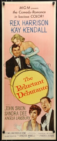 9c878 RELUCTANT DEBUTANTE insert 1958 artwork of Rex Harrison & sexiest grown up Sandra Dee!