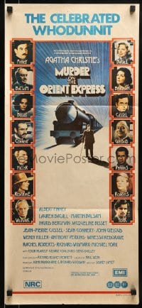 9w901 MURDER ON THE ORIENT EXPRESS Aust daybill 1975 Agatha Christie, different train art!