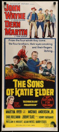 9w950 SONS OF KATIE ELDER Aust daybill 1965 line up of John Wayne, Dean Martin & more + Martha Hyer!