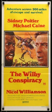 9w993 WILBY CONSPIRACY Aust daybill 1975 cool art of Sidney Poitier & Michael Caine!