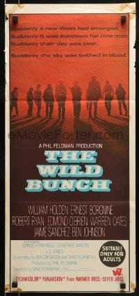 9w994 WILD BUNCH Aust daybill 1970 Sam Peckinpah cowboy classic, William Holden & Ernest Borgnine!