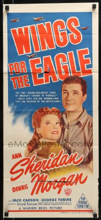 9w996 WINGS FOR THE EAGLE Aust daybill 1942 Ann Sheridan, Dennis Morgan, WWII aircraft!