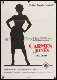 9w507 CARMEN JONES German R1960s different full-length silhouette art of sexy Dorothy Dandridge!