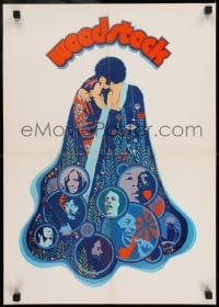 9w463 WOODSTOCK German 16x23 1970 classic rock & roll concert, great Amsel art!