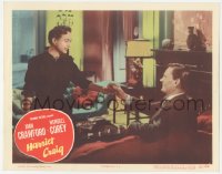 9z342 HARRIET CRAIG LC #7 1950 smiling Joan Crawford accepts a drink from Wendell Corey on couch!