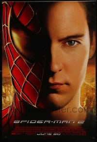 1c835 SPIDER-MAN 2 advance DS 1sh 2004 great close-up image of Tobey Maguire in the title role!