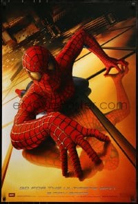 1c834 SPIDER-MAN teaser DS 1sh 2002 Tobey Maguire climbing building, Sam Raimi, Marvel Comics!