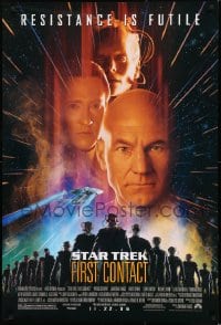 1c864 STAR TREK: FIRST CONTACT advance 1sh 1996 Jonathan Frakes, Stewart, Spiner, sexy Borg Krige!