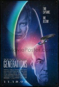 1c866 STAR TREK: GENERATIONS advance 1sh 1994 Stewart as Picard & Shatner as Kirk, two captains!