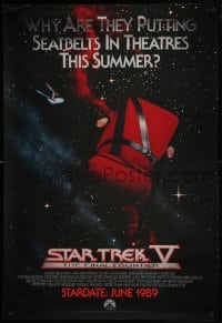 1c860 STAR TREK V foil advance 1sh 1989 The Final Frontier, image of theater chair w/seatbelt!