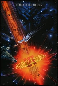 1c861 STAR TREK VI 1sh 1991 William Shatner, Leonard Nimoy, art by John Alvin!