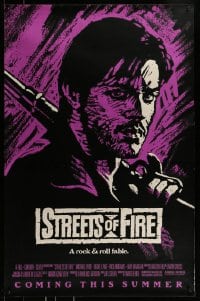 1c876 STREETS OF FIRE advance 1sh 1984 Walter Hill, cool purple dayglo Riehm art!