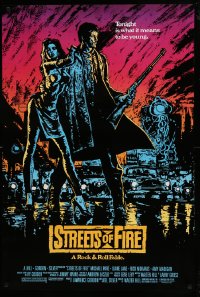 1c875 STREETS OF FIRE 1sh 1984 Walter Hill directed, Michael Pare, Diane Lane, artwork by Riehm!