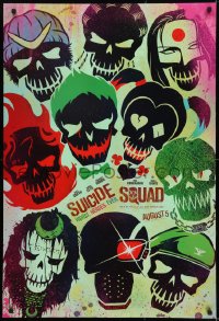 1c882 SUICIDE SQUAD teaser DS 1sh 2016 Smith, Leto as the Joker, Robbie, Kinnaman, cool art!