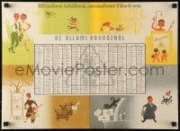 1d823 AZ ALLAMI ARUHAZBOL 16x23 Hungarian commercial poster 1960s cool calendar design w/customers!