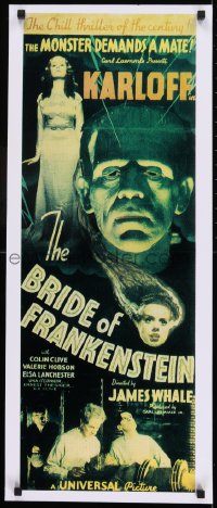 1d833 BRIDE OF FRANKENSTEIN 14x34 commercial poster 1990s Lanchester & Karloff as the monster!