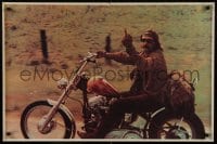 1d846 EASY RIDER 23x35 commercial poster 1970s Dennis Hopper fliipng the bird on motorcycle!