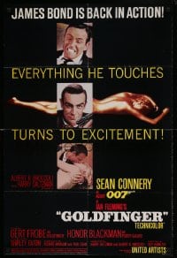 1d859 GOLDFINGER 24x36 commercial poster 1988 images of Connery as Bond & Eaton from one sheet!