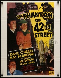 1d907 PHANTOM OF 42nd STREET 17x22 commercial poster 1990s Dave O'Brien & Aldridge solve murder!