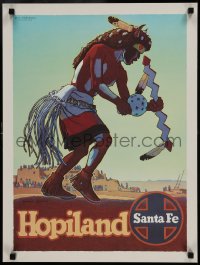 1d172 SANTA FE HOPILAND 18x24 travel poster 1960s wonderful artwork of Native American dancing!