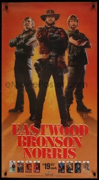 1d765 EASTWOOD/BRONSON/NORRIS 22x40 video poster 1990s great Rodriguez art of action heroes!