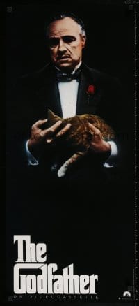 1d770 GODFATHER 17x38 video poster R1991 Marlon Brando & cat in Francis Ford Coppola crime classic