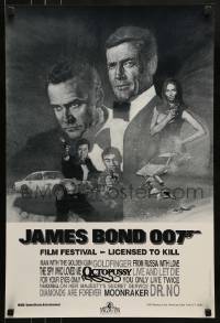 1d778 JAMES BOND 007 FILM FESTIVAL 18x27 video poster 1983 Harrington art of Moore & Connery!