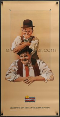 1d786 NOSTALGIA MERCHANT 20x40 video poster 1987 Nelson art of Stan Laurel & Oliver Hardy!